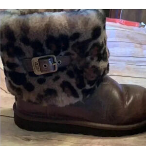 UGG Australia boot Ellee animal stout brown leather girls original